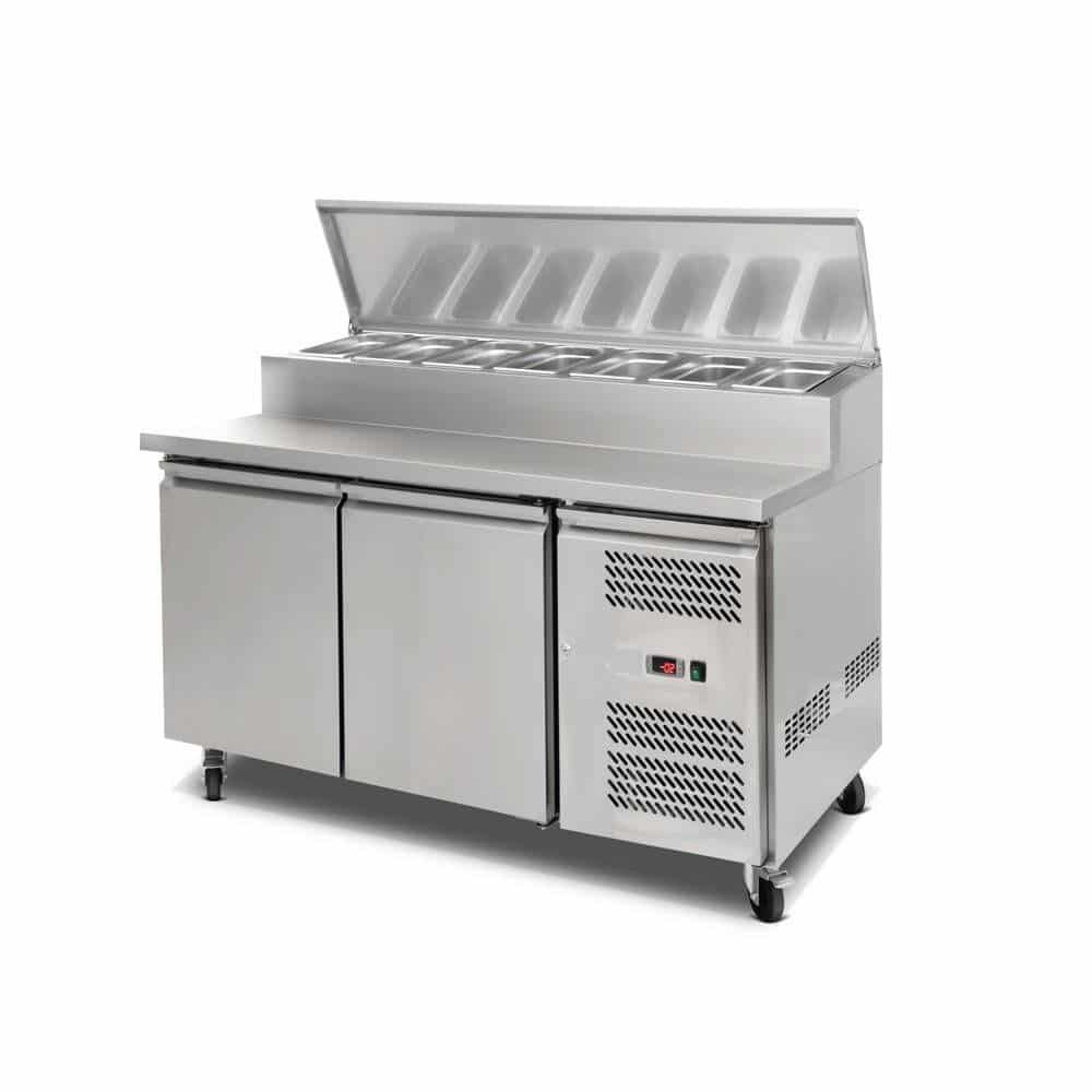 Two Door Stainless Steel Prep Fridge with GN Compartments